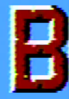 字母 B 的锯齿边缘特写