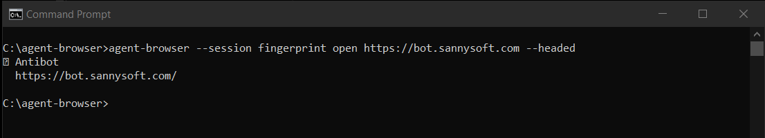 Agent Browser在终端运行SannySoft浏览器指纹测试