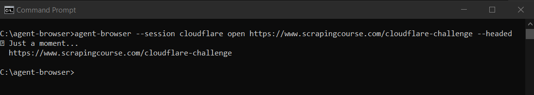 Agent Browser反复显示Cloudflare的验证页面