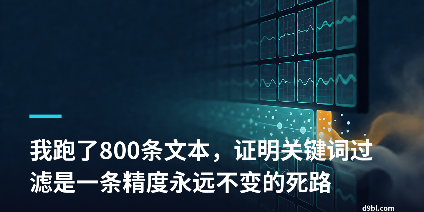 我跑了800条文本，证明关键词过滤是一条精度永远不变的死路