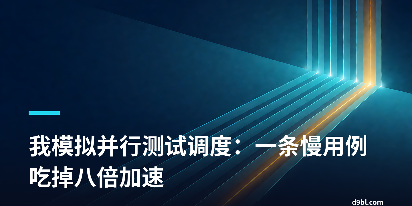 我模拟并行测试调度：一条慢用例吃掉八倍加速